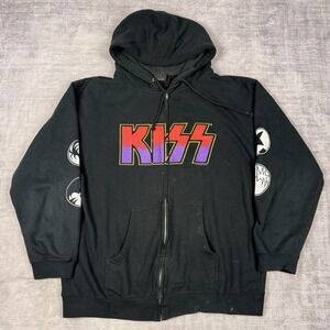 KISS Sweatshirt Mens Large Black Full Zip Hoodie 2002 Vtg‎ Y2K Winterland Band